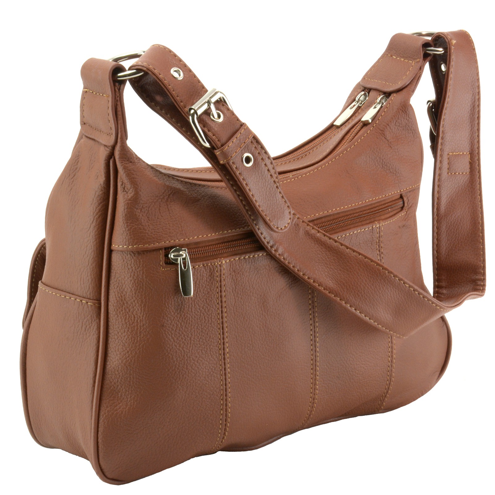 Women's Leather Organizer Purse Multi Pocket Handbag Shoulder Bag